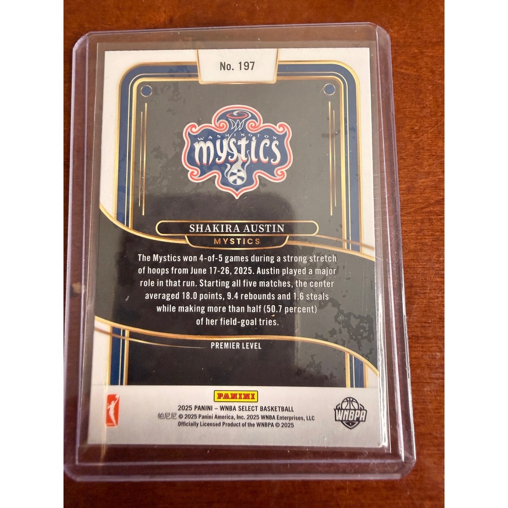 2025 Panini Select WNBA Shakira Austin Washington Mystics Premier Level No. 197 - Picture 2 of 2